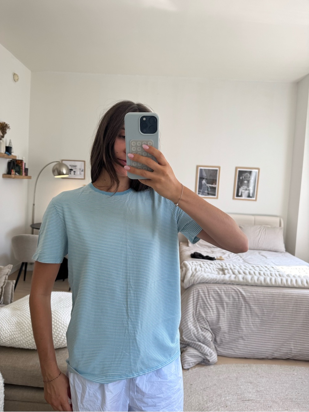 COS Light Blue & White Striped Short Sleeve Tee